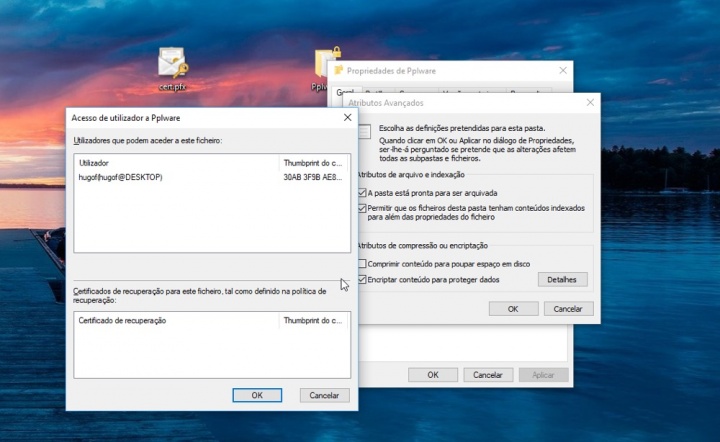 Windows 10 pasta ficheiro proteger palavra passe