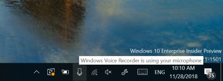 Windows 10 build 18290 microfone aplicações