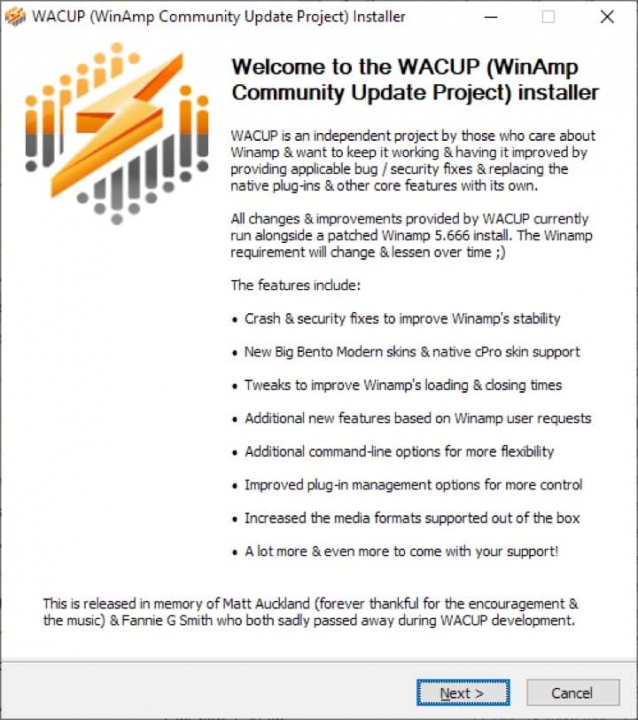 Winamp WACUP MP3 comunidade player