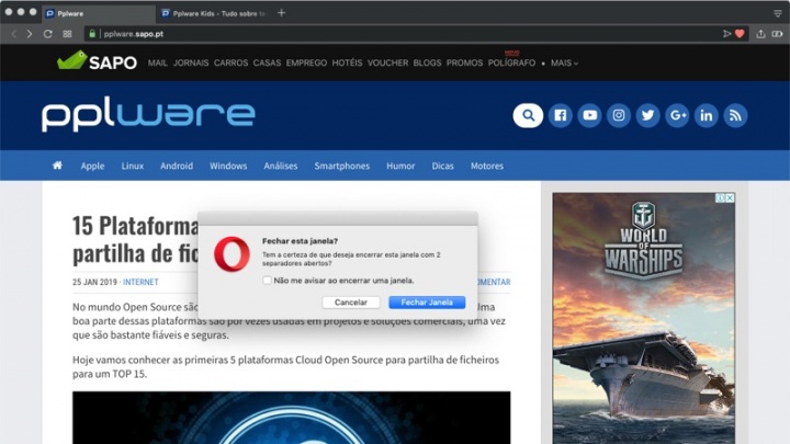 Opera browser atualização alerta notícias