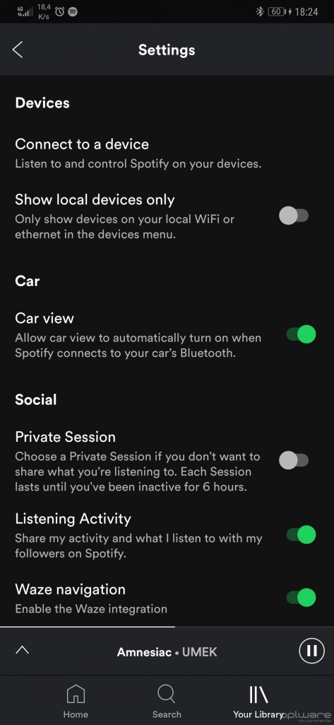 Spotify interface condução seguro