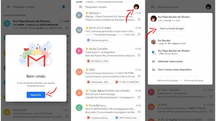 Google Gmail app aplicação Android