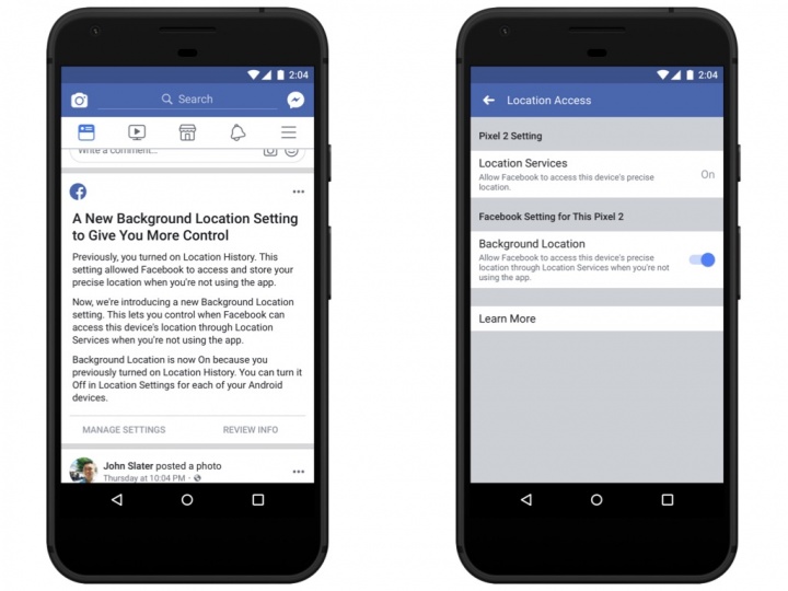 Facebook Android localização recolha