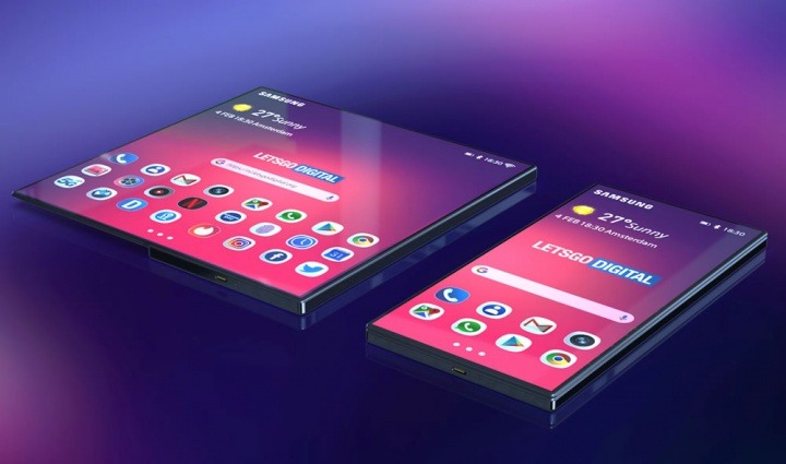 Imagem de conceito do que será o Smartphone Samsung dobrável