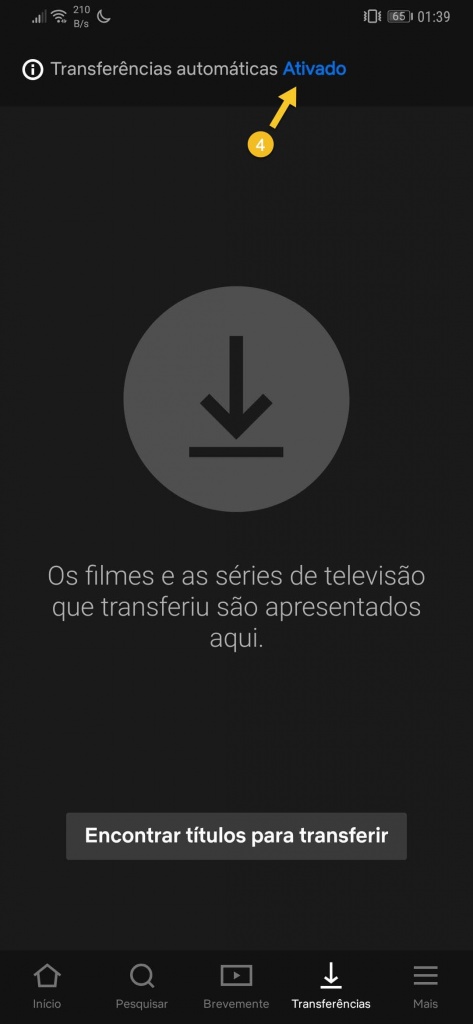 Netflix Transferências automáticas smartphone Android séries