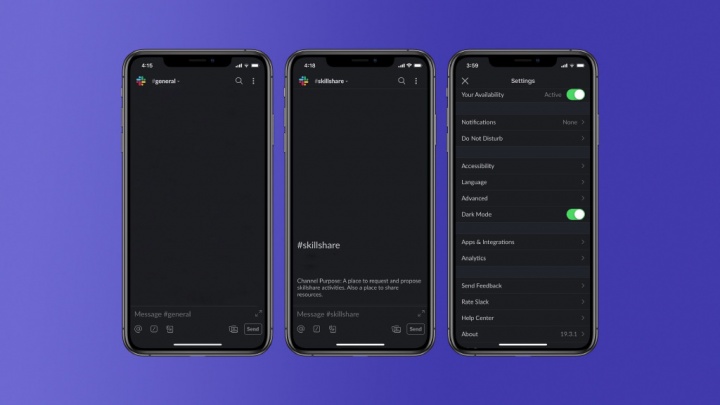 App Slack Dark Mode iOS Android