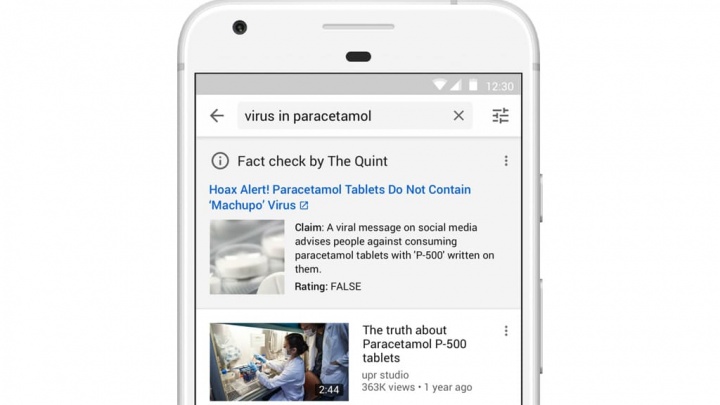 YouTube Google fact check informação falsa