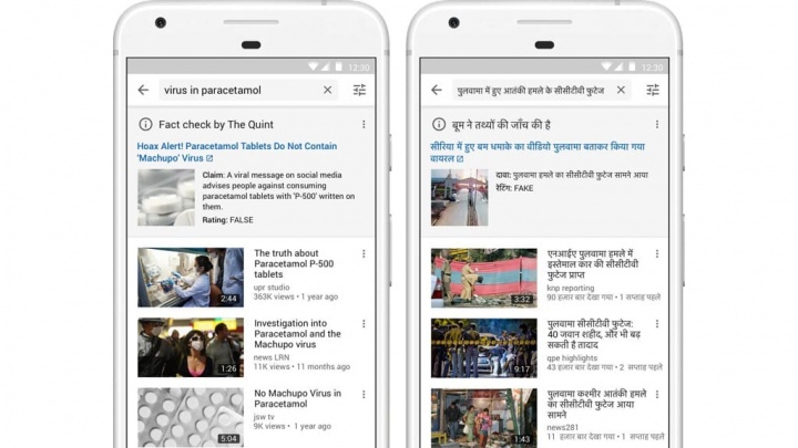 YouTube Google fact check informação falsa