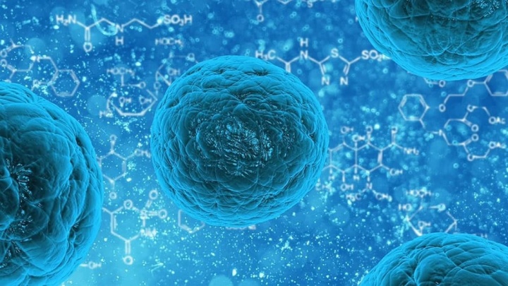 Ilustração de célula artificial que imita células biológicas primitivas