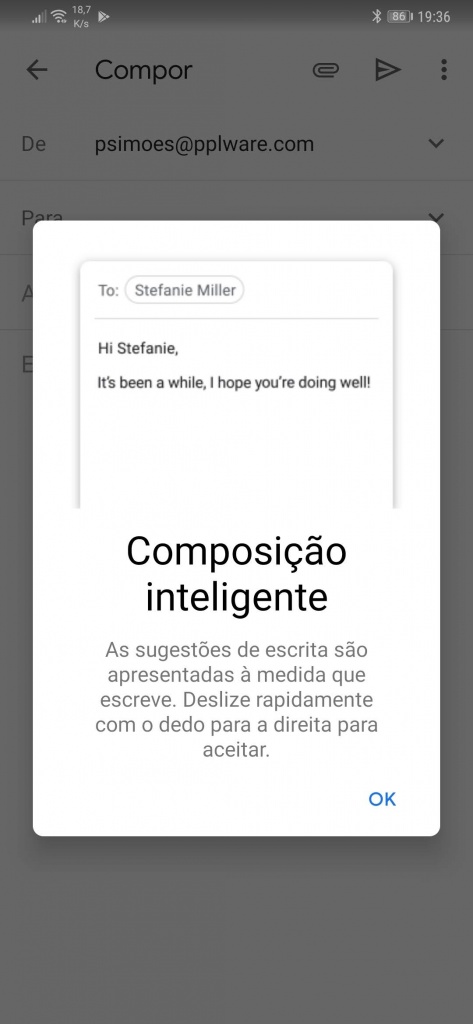 Gmail Google composição inteligente Android e-mail