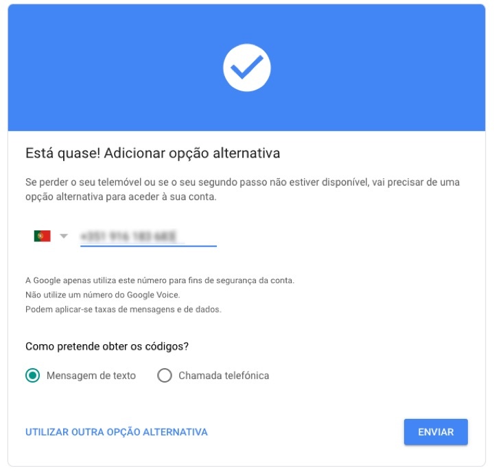 Google 2 passos conta segurança autenticação