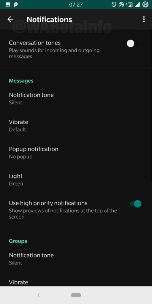 WhatsApp dark mode android app