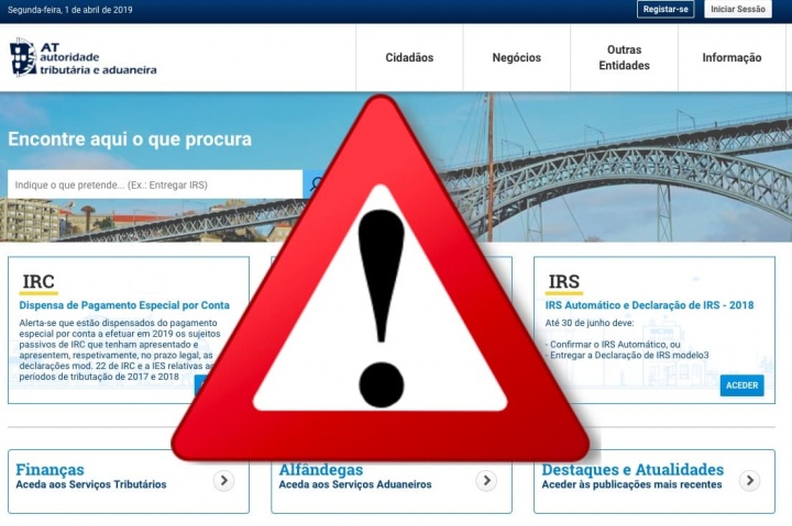 Site das finanças não funciona! O famoso erro 404 está a assombrar a plataforma