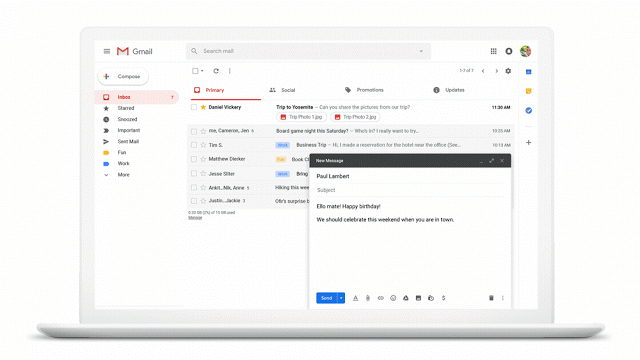 Gmail email sugestões do Google