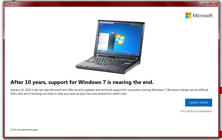 Windows 7 notificar Microsoft utilizadores atualização