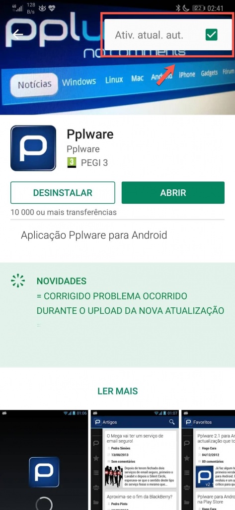 apps Play Store Google Android atualizar