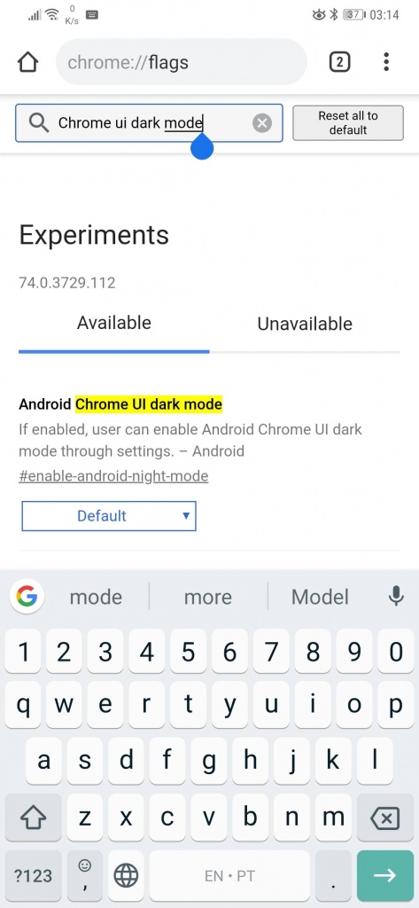 chrome dark mode browser google android