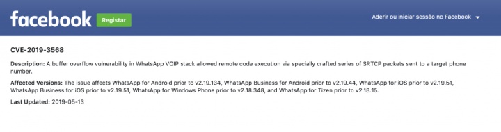 WhatsApp iOS aplicação spyware smartphones Facebook