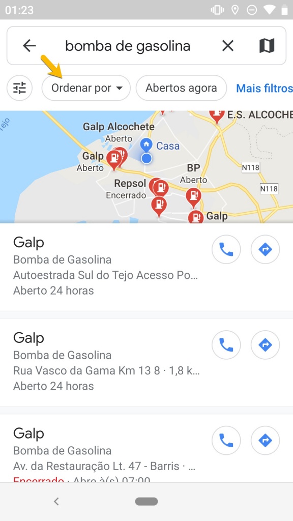 Google Maps bomba gasolina ordem
