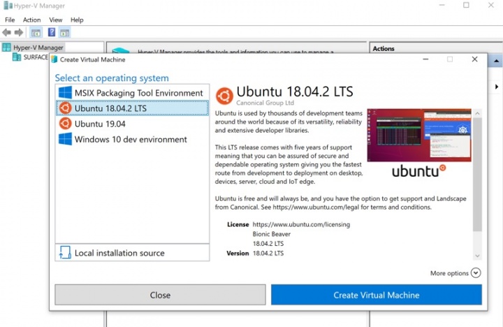 Hyper-V Windows 10 Linux Ubuntu Microsoft