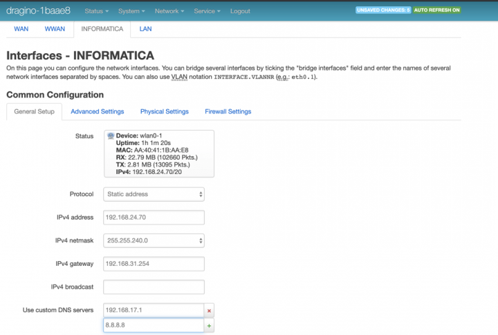 Dragino Lora Gateway como cliente de uma rede Wi-Fi