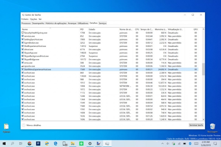 Windows 10 Menu Iniciar reiniciar Microsoft processo