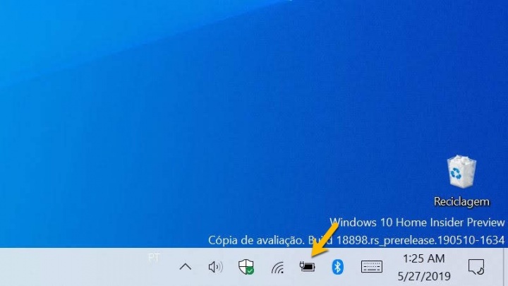 Windows 10 bateria barra tarefas indicador