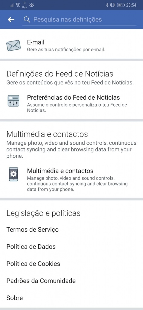 Facebook Android app dados poupar