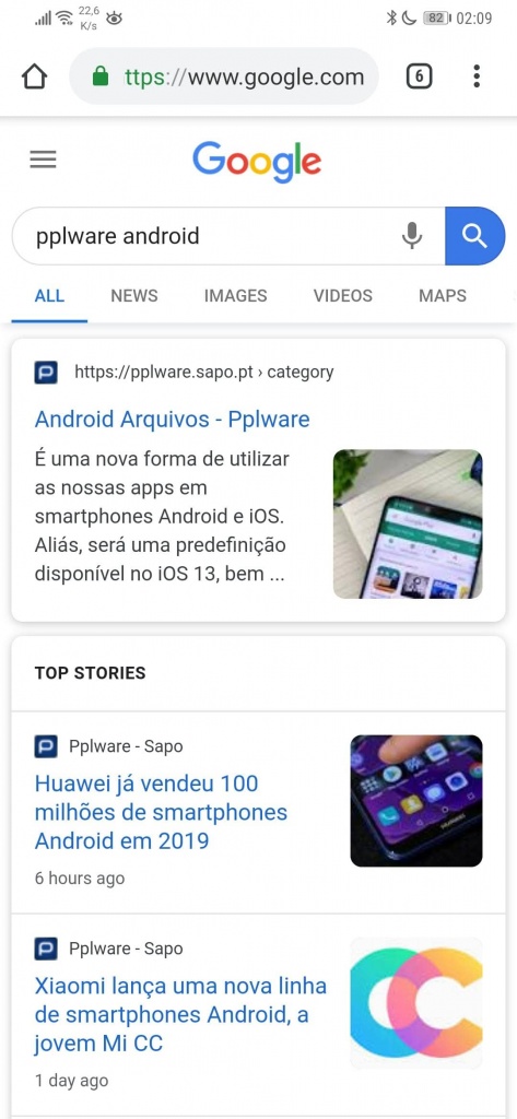 Google Android partilhar pesquisas motor