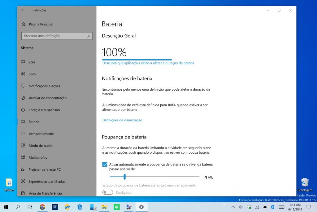 Windows 10 bateria apps consumido