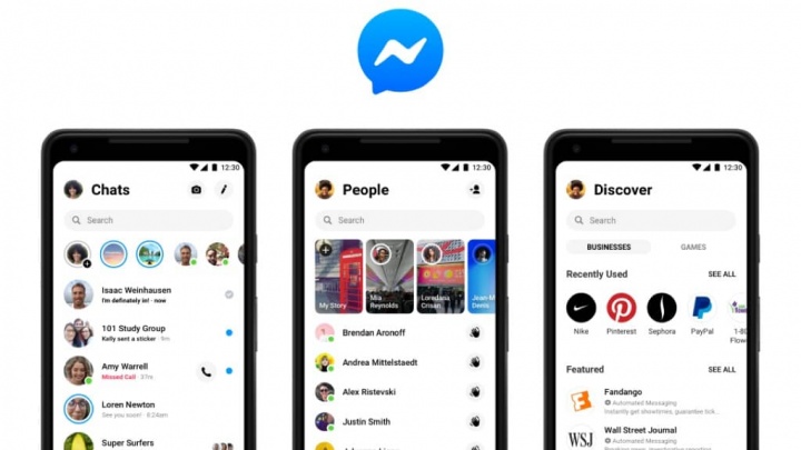 Messenger Facebook interface browser design