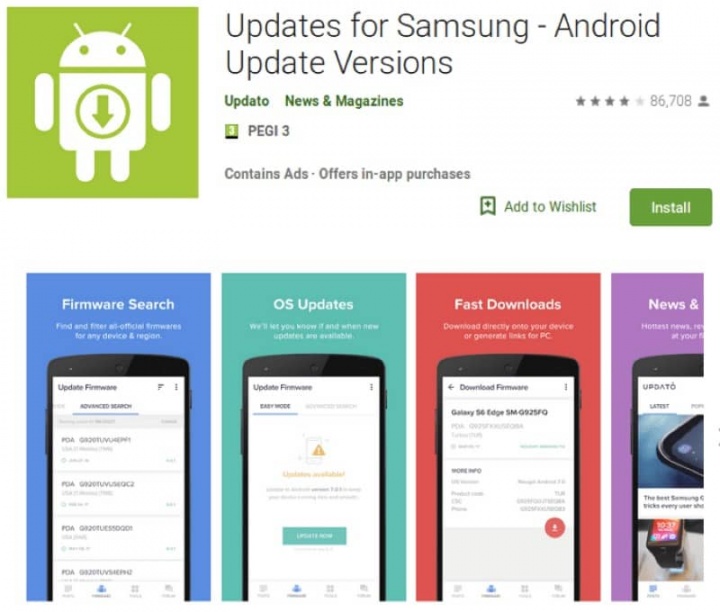 Google Android Play Store app Samsung