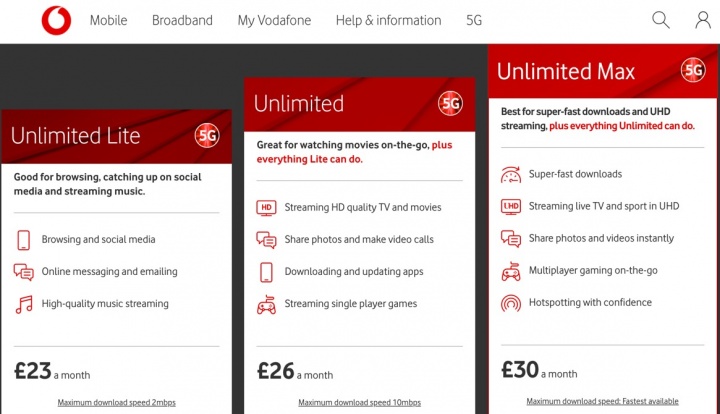 Vodafone lança tarifários ilimitados no Reino Unido por 25 euros