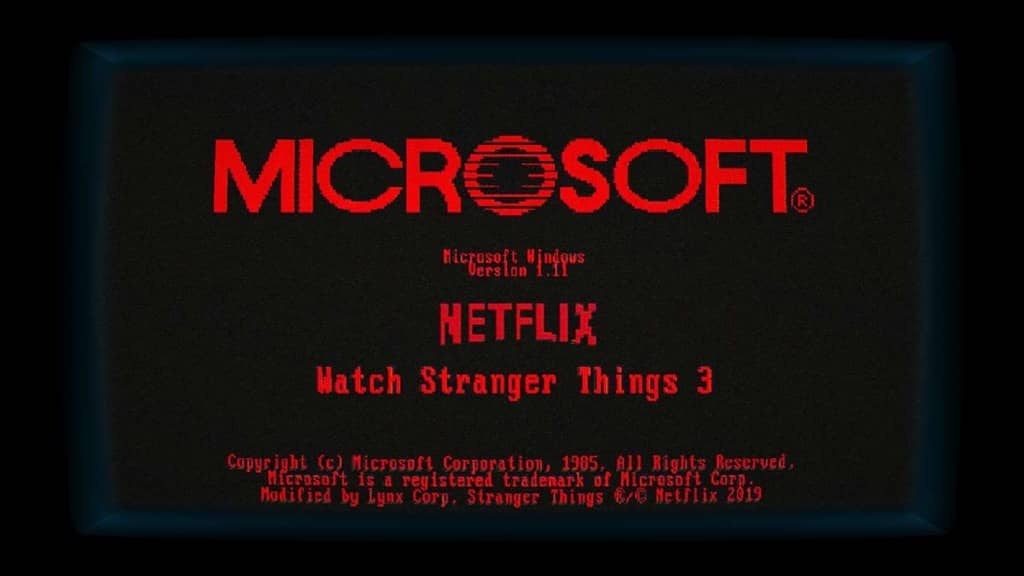 Windows 1.11 Stranger Things Microsoft 1985 Netflix