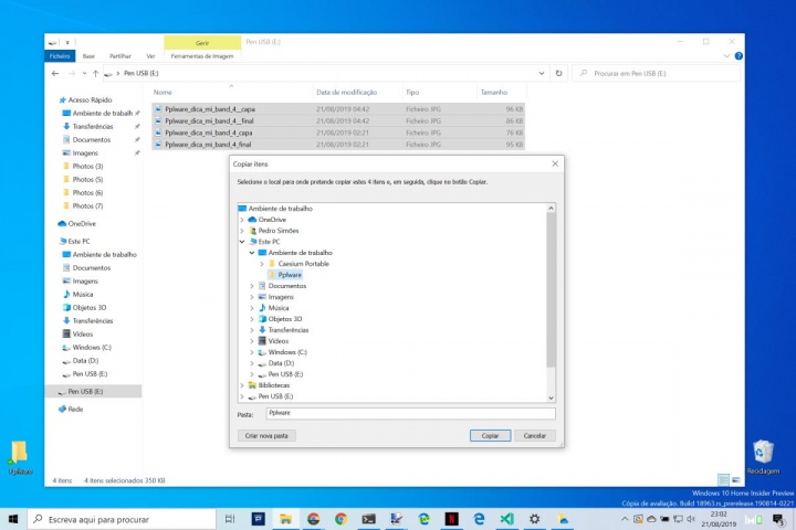 copiar ficheiros Pen USB Windows 10