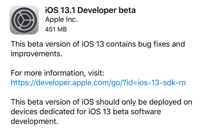 Apple (anehnya) merilis iOS 13.1 beta untuk pengembang