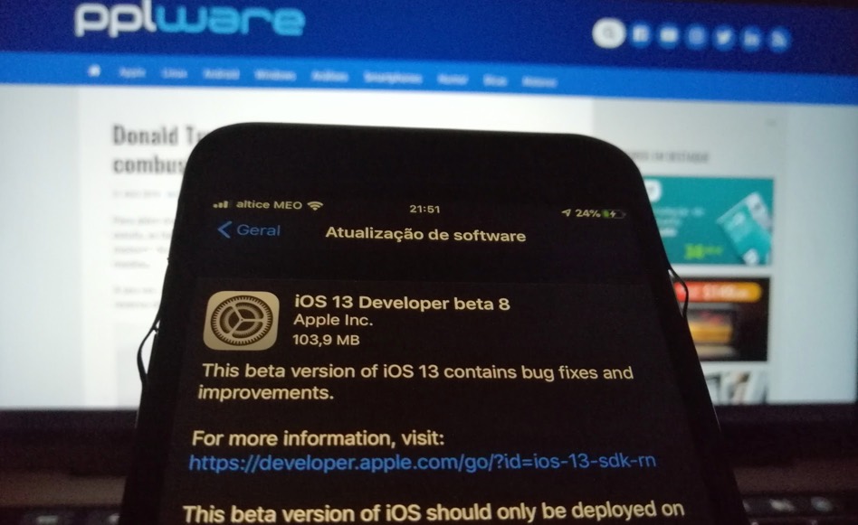 Apple lançou o iOS 13 beta 8 para programadores