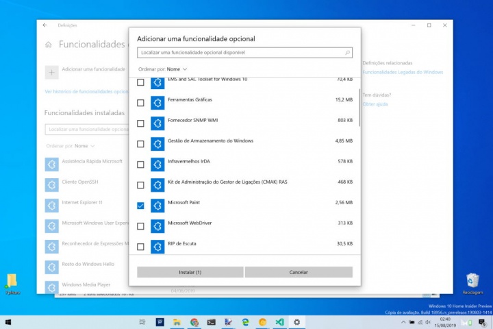 Paint Windows 10 Microsoft extra atualização