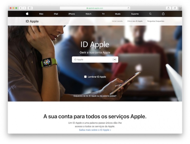 Imagem do serviço ID Apple a solicitar o email de acesso