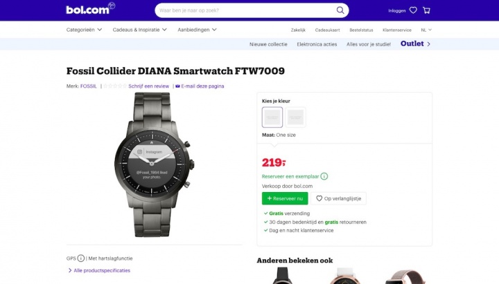 Fossil smartwatch híbrido Google WearOS