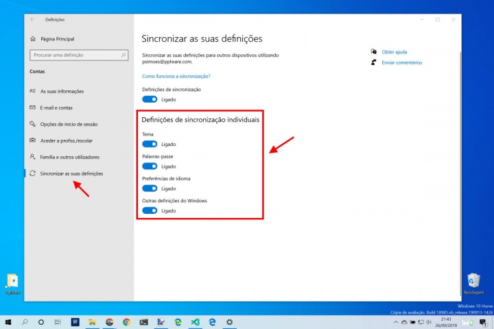 Windows 10 controlar dados partilha definições
