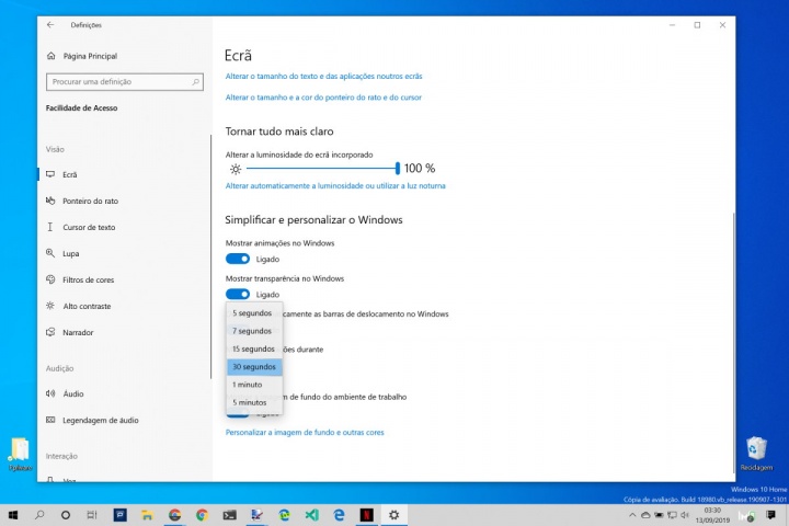 Windows 10 notificações tempo aplicações