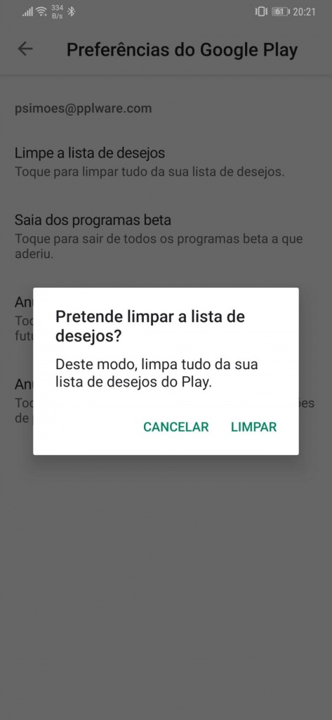 Play Store Google Android limpar apps