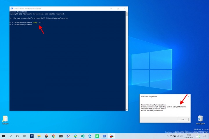 Windows 10 licença instalada computador PC