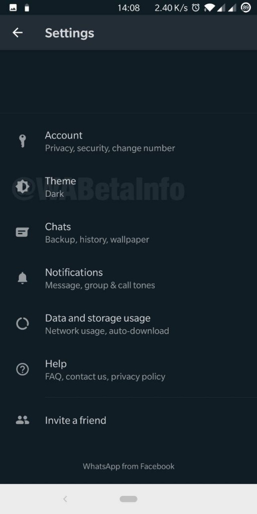 WhatsApp Dark Mode testes Android
