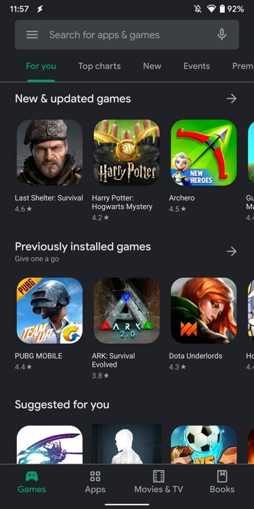 Dark Mode Play Store Android Google apps