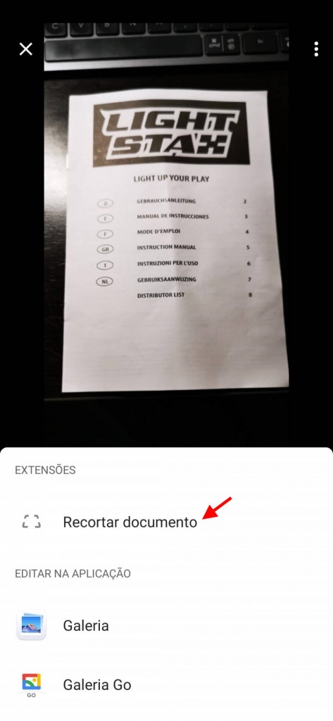 Google Photos recortar documento imagem