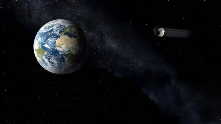 Imagem ilustrativa de asteroide a passar perto da Terra