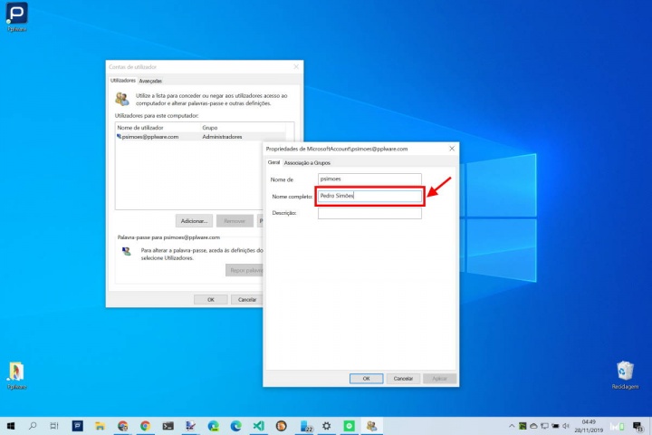 Windows 10 mudar nome utilizador