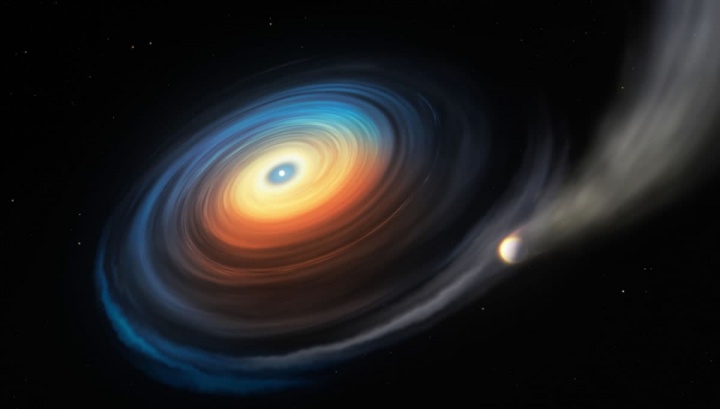 Imagem ilustrativa de um planeta gigante que orbita uma anã branca